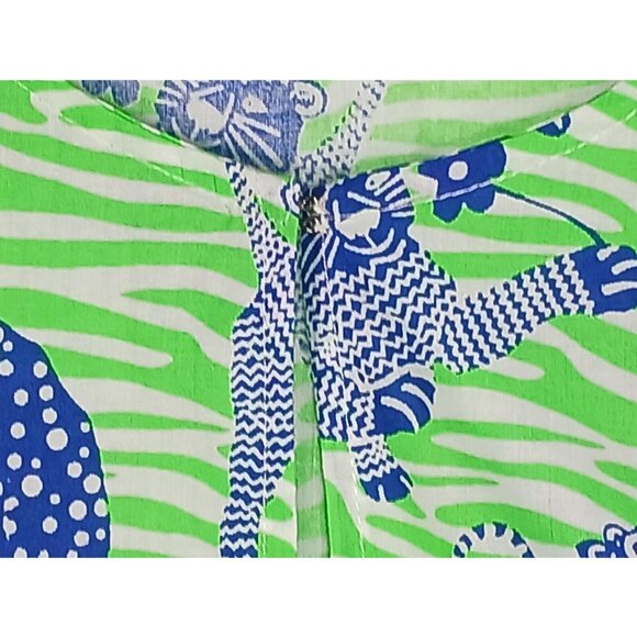GRETCHEN SCOTT Tiger Tails Cotton Tunic Dress Cover Up Womens M Blue Green - Picture 9 of 10